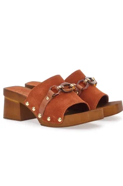 Braune Clogs mit 6,5 cm hohem Absatz 15555-PITTARELLO LOVE Best