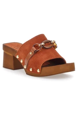 Braune Clogs mit 6,5 cm hohem Absatz 15555-PITTARELLO LOVE Best