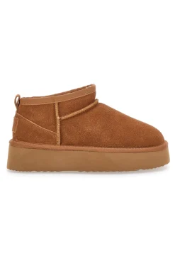 Braune Flatform-Stiefeletten aus echtem Wildleder mit Pittarello-Fell Wow 3547-WOW PITTARELLO Clearance
