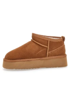 Braune Flatform-Stiefeletten aus echtem Wildleder mit Pittarello-Fell Wow 3547-WOW PITTARELLO Clearance