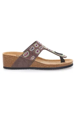 e Flip Flops mit Plateau und farbigen Steinen FIRST ROW 12602-PRIMA RIGA Hot