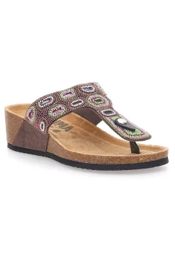 e Flip Flops mit Plateau und farbigen Steinen FIRST ROW 12602-PRIMA RIGA Hot