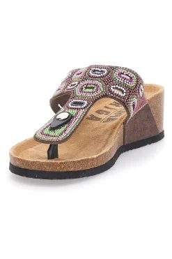 e Flip Flops mit Plateau und farbigen Steinen FIRST ROW 12602-PRIMA RIGA Hot