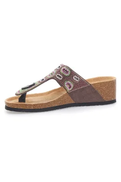 e Flip Flops mit Plateau und farbigen Steinen FIRST ROW 12602-PRIMA RIGA Hot