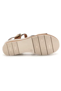 Braune Sandalen mit gekreuzten Riemen und 402 Keil-BIO UP New