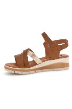 Braune Sandalen mit gekreuzten Riemen und 402 Keil-BIO UP New