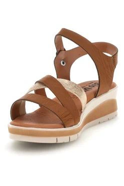 Braune Sandalen mit gekreuzten Riemen und 402 Keil-BIO UP New
