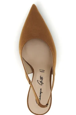 Braune Slingback-Pumps mit spitz zulaufender Schuhspitze P7061-FRANCESCA GRITTI Hot