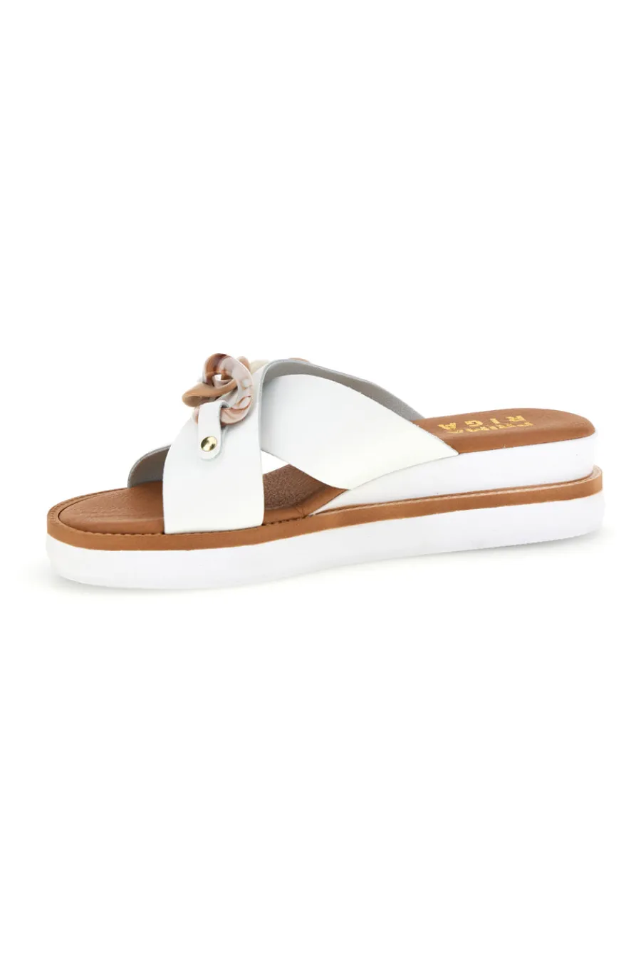 Ciabatta bianca con catena decorativa M205-PRIMA RIGA Hot
