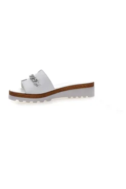Ciabatta Bianca con Fascia in Pelle e Catena Decorativa 333170811-PITTARELLO New
