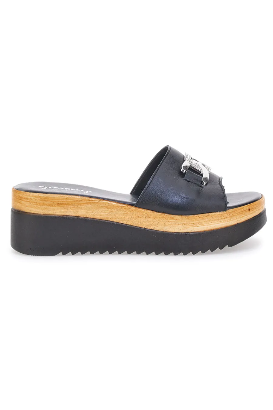 Ciabatta Nera con Fascia in Pelle e Platform Effetto Sughero 34567409-PITTARELLO LOVE Sale