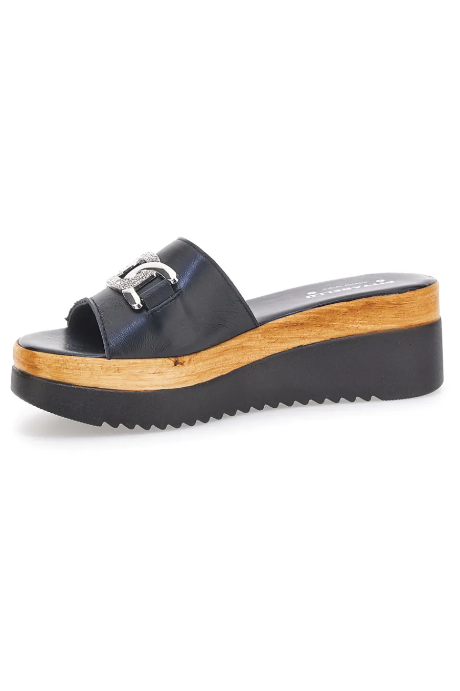 Ciabatta Nera con Fascia in Pelle e Platform Effetto Sughero 34567409-PITTARELLO LOVE Sale