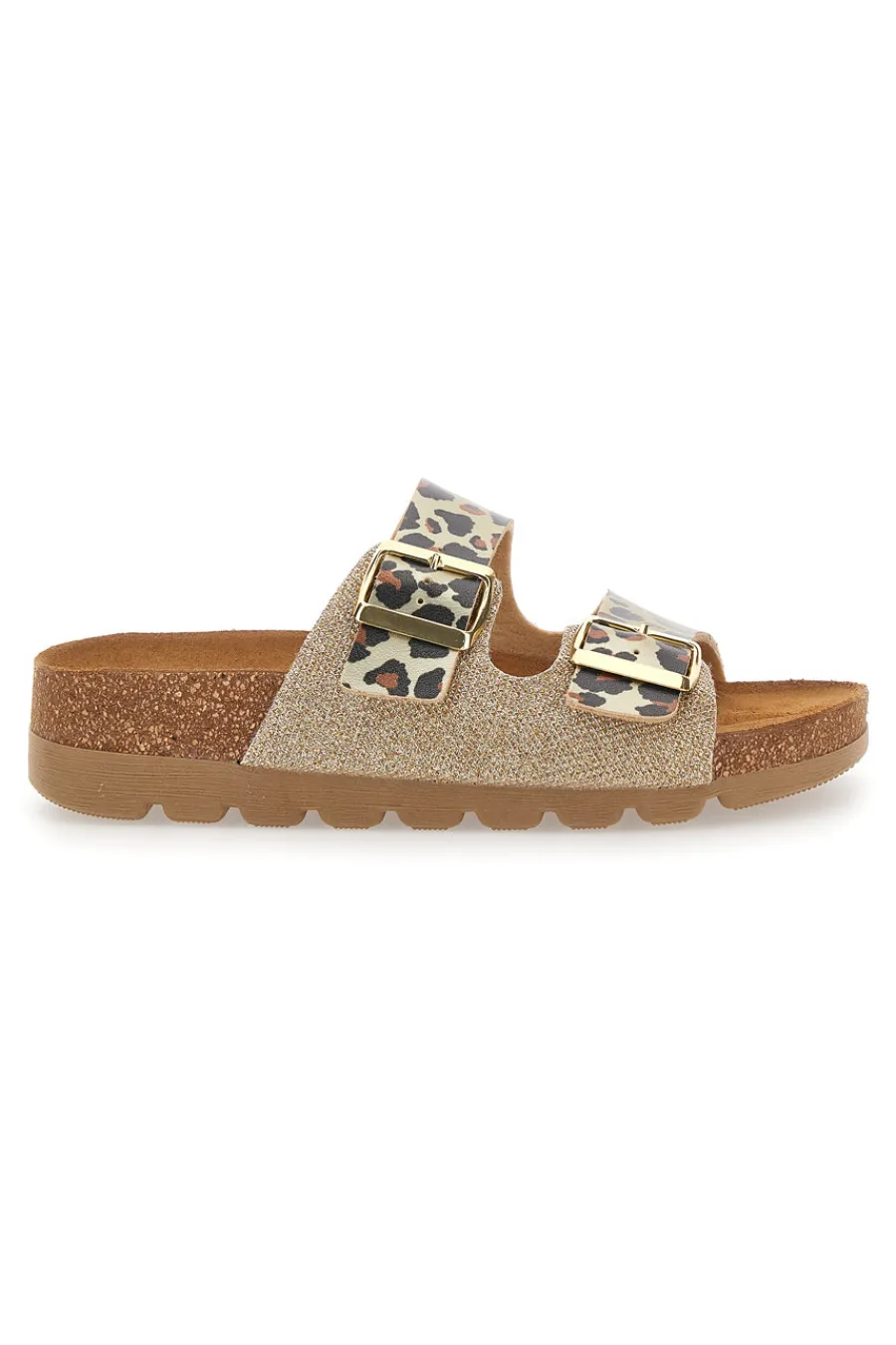 Ciabatte animalier oro con doppia fibbia 335P20630SR-PITTARELLO BIO