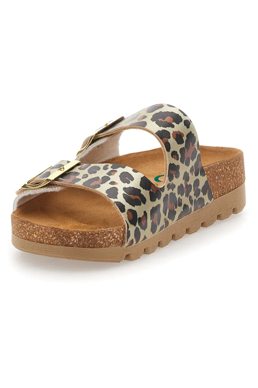 Ciabatte animalier oro con doppia fibbia 335P20630SR-PITTARELLO BIO
