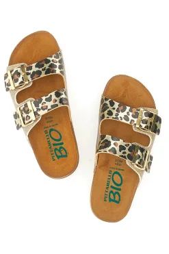 Ciabatte animalier oro con doppia fibbia 335P20630SR-PITTARELLO BIO