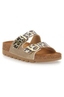 Ciabatte animalier oro con doppia fibbia 335P20630SR-PITTARELLO BIO