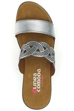 Ciabatte argento con intreccio glitter e plantare comfort 8009-LINEA COMODA Discount