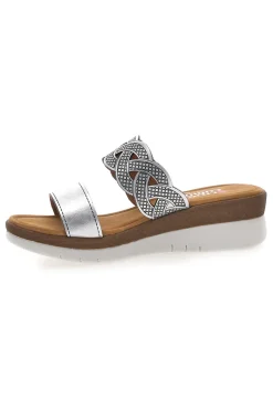 Ciabatte argento con intreccio glitter e plantare comfort 8009-LINEA COMODA Discount