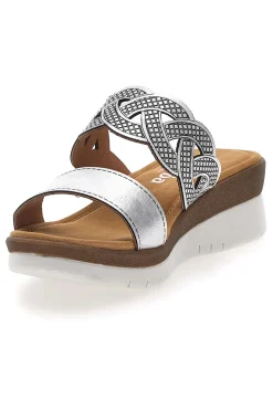 Ciabatte argento con intreccio glitter e plantare comfort 8009-LINEA COMODA Discount