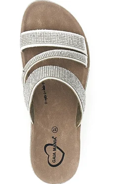 Ciabatte argento con zeppa glitterata G006-GAIA MANIA Discount