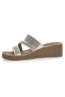 Ciabatte argento con zeppa glitterata G006-GAIA MANIA Discount