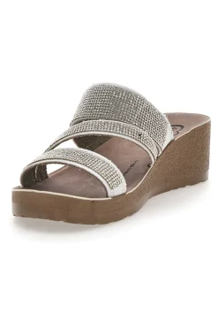 Ciabatte argento con zeppa glitterata G006-GAIA MANIA Discount