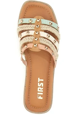 Ciabatte a Stringhe e Suola Flat e Glitter 20316-THE FIRST Outlet
