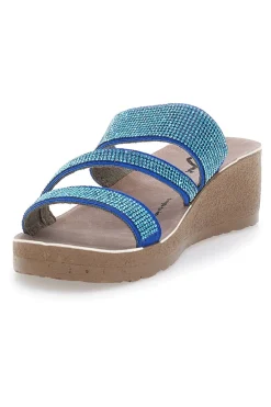 Ciabatte azzurre con zeppa glitterata G006-GAIA MANIA Discount