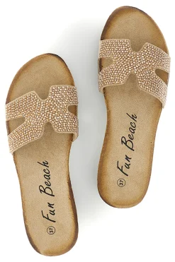Ciabatte beige con brillantini 18103-FUN BEACH Discount