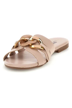 Ciabatte beige con catena decorativa PREA1320-THE FIRST CHIC