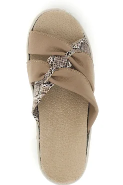 Ciabatte beige con fasce incrociate, inserti animalier e soletta estraibile 1401-PRIMA RIGA Hot