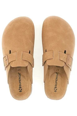 Ciabatte con fibbia e sottopiede in vera pelle S11U700-SUPERGA