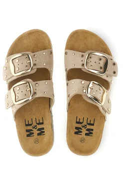 Ciabatte beige con fibbie e borchie Me & Me 15616-ME u0026 ME Best
