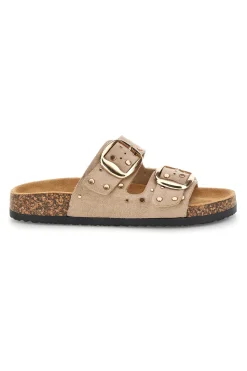 Ciabatte beige con fibbie e borchie Me & Me 15616-ME u0026 ME Best