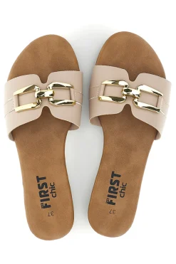 Ciabatte beige con morsetto PREA3550-THE FIRST CHIC Discount