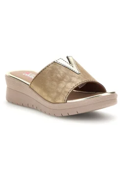 Ciabatte Beige Dettagli Metallizzati 8551-LINEA COMODA Online