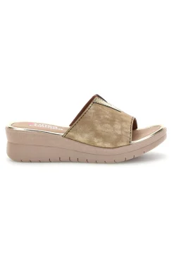 Ciabatte Beige Dettagli Metallizzati 8551-LINEA COMODA Online