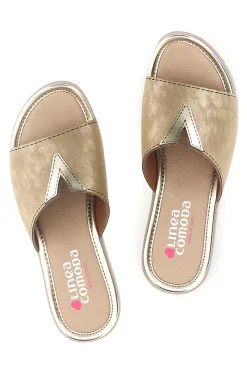 Ciabatte Beige Dettagli Metallizzati 8551-LINEA COMODA Online