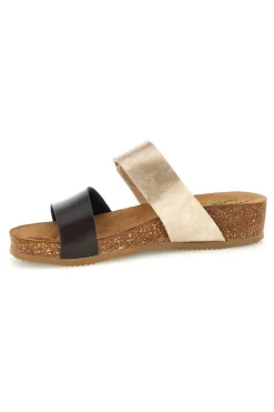 Ciabatte beige e marroni con sottopiede in vera pelle 293A485SR-PITTARELLO ECO Outlet