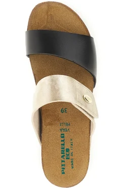 Ciabatte beige e marroni con sottopiede in vera pelle 293A485SR-PITTARELLO ECO Outlet