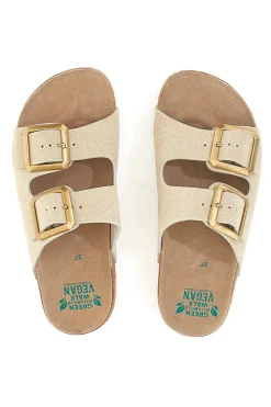 Ciabatte beige doppia fibbia vegan 335CF20631S-PITTARELLO GREEN WALK Clearance
