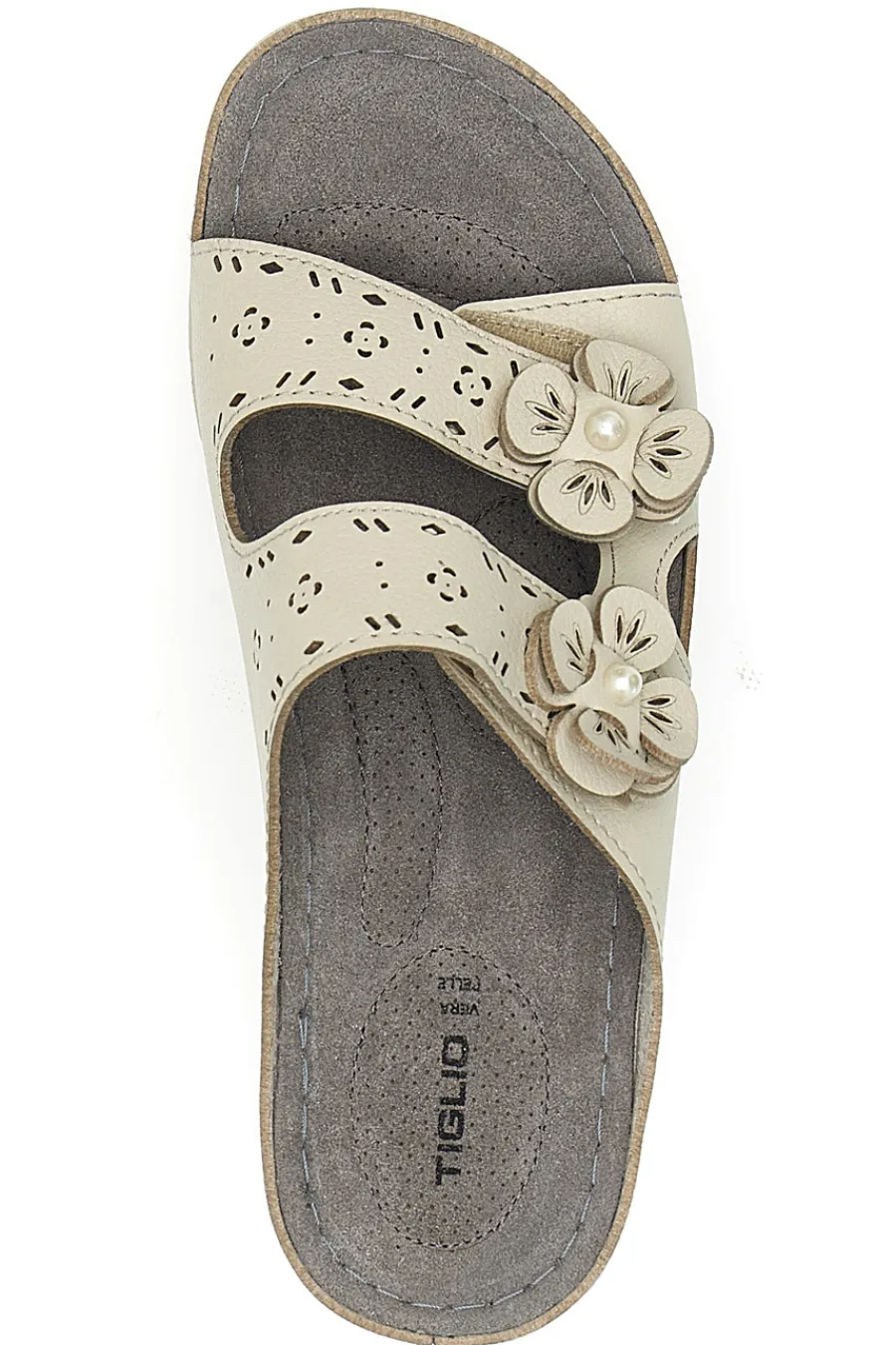 Ciabatte beige traforate con doppia fibbia comfort 54344-TIGLIO Sale