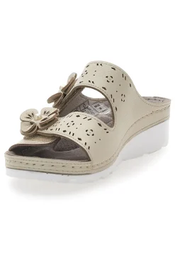 Ciabatte beige traforate con doppia fibbia comfort 54344-TIGLIO Sale