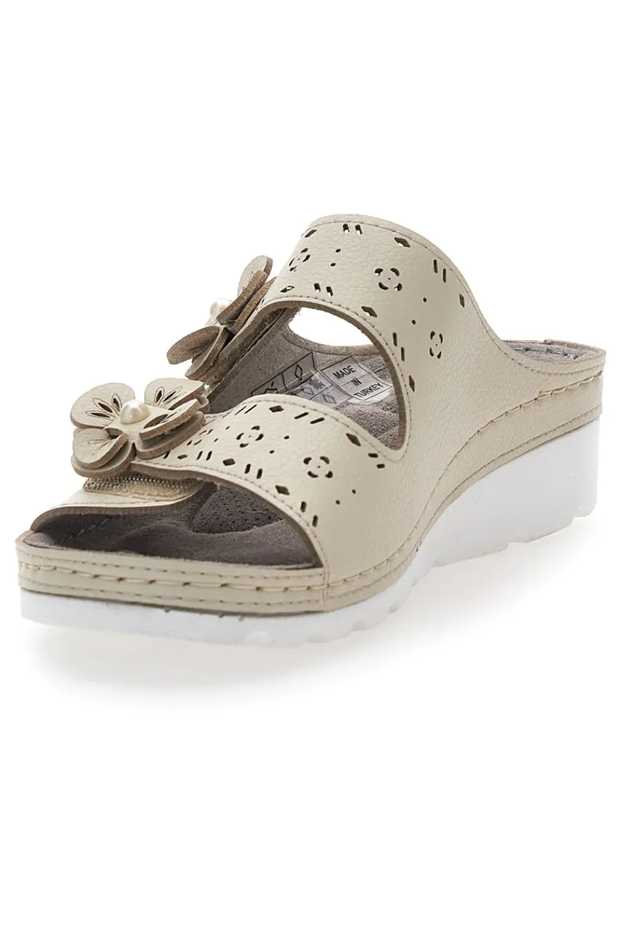 Ciabatte beige traforate con doppia fibbia comfort 54344-TIGLIO Sale