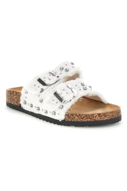 Ciabatte Bianche con borchie e brillantini Me & me 12502-ME u0026 ME Clearance