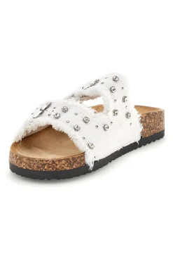 Ciabatte Bianche con borchie e brillantini Me & me 12502-ME u0026 ME Clearance