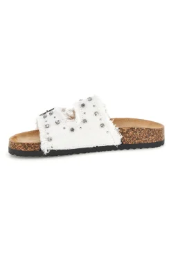 Ciabatte Bianche con borchie e brillantini Me & me 12502-ME u0026 ME Clearance
