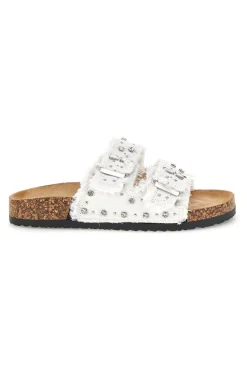 Ciabatte Bianche con borchie e brillantini Me & me 12502-ME u0026 ME Clearance