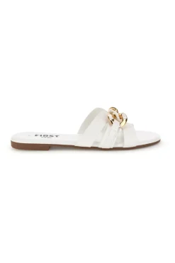 Ciabatte bianche con catena decorativa PREA1320-THE FIRST CHIC Clearance
