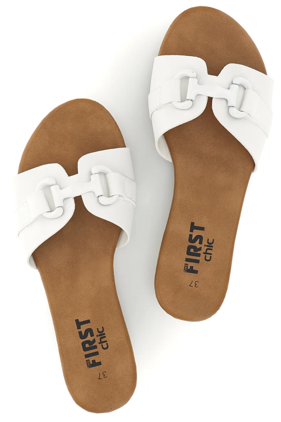 Ciabatte bianche con catena decorativa PREA441-THE FIRST CHIC Online